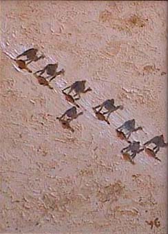 Camellos en el desierto.